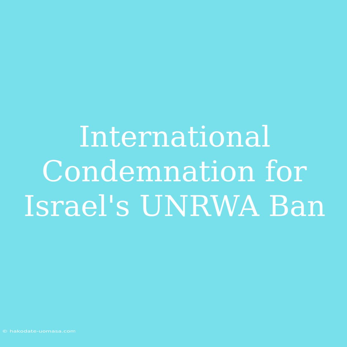 International Condemnation For Israel's UNRWA Ban