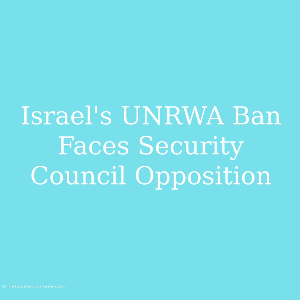 Israel's UNRWA Ban Faces Security Council Opposition