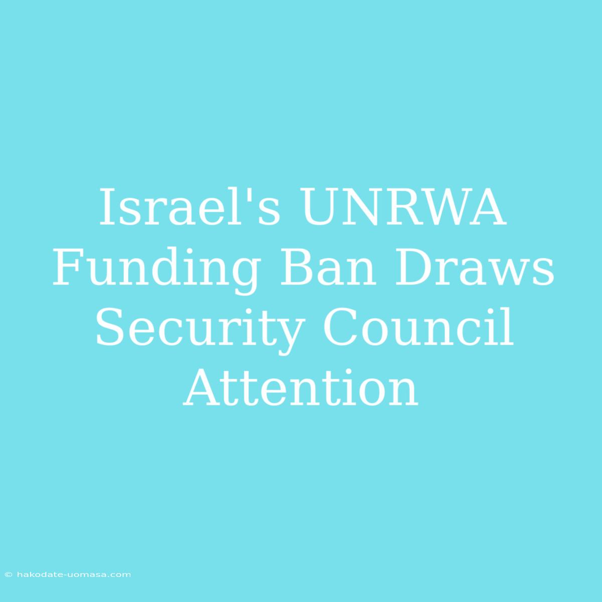 Israel's UNRWA Funding Ban Draws Security Council Attention