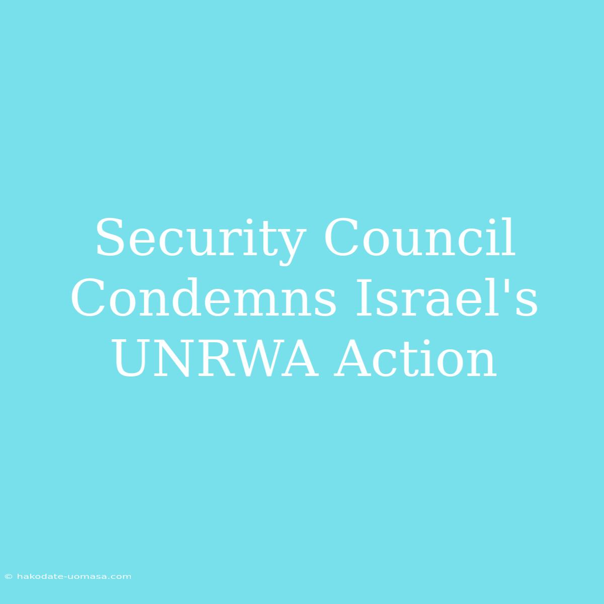 Security Council Condemns Israel's UNRWA Action