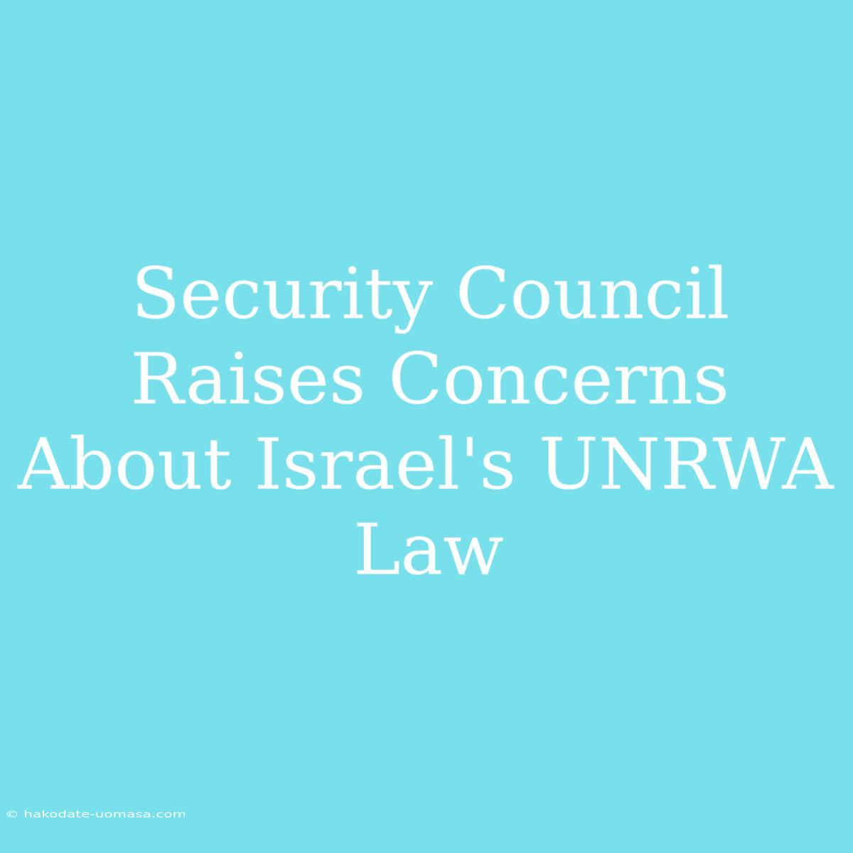 Security Council Raises Concerns About Israel's UNRWA Law