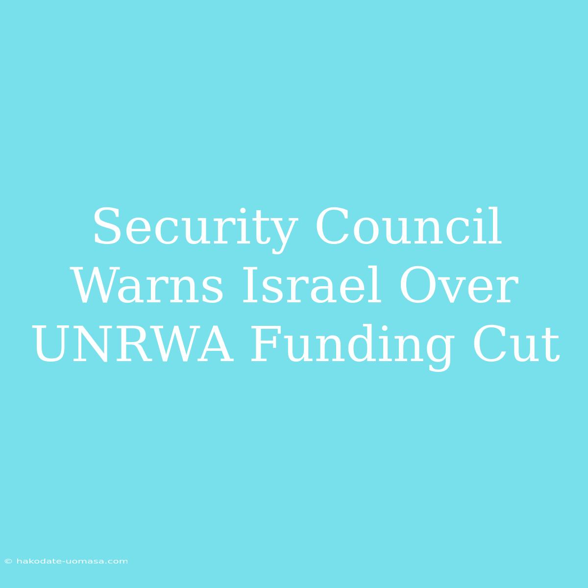 Security Council Warns Israel Over UNRWA Funding Cut