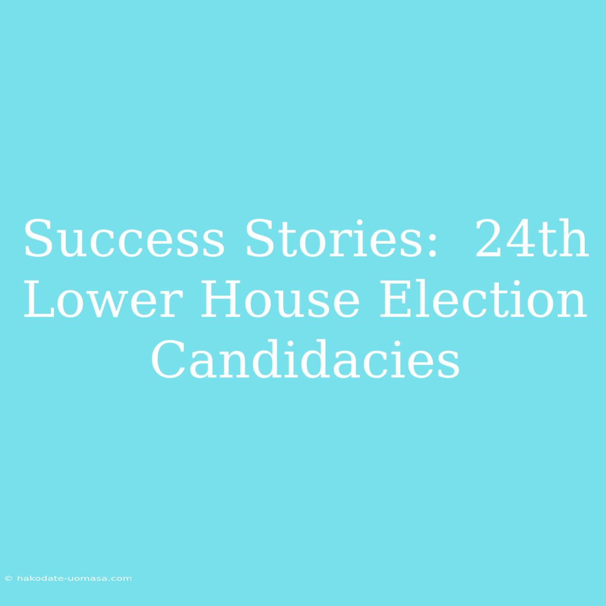 Success Stories:  24th Lower House Election Candidacies