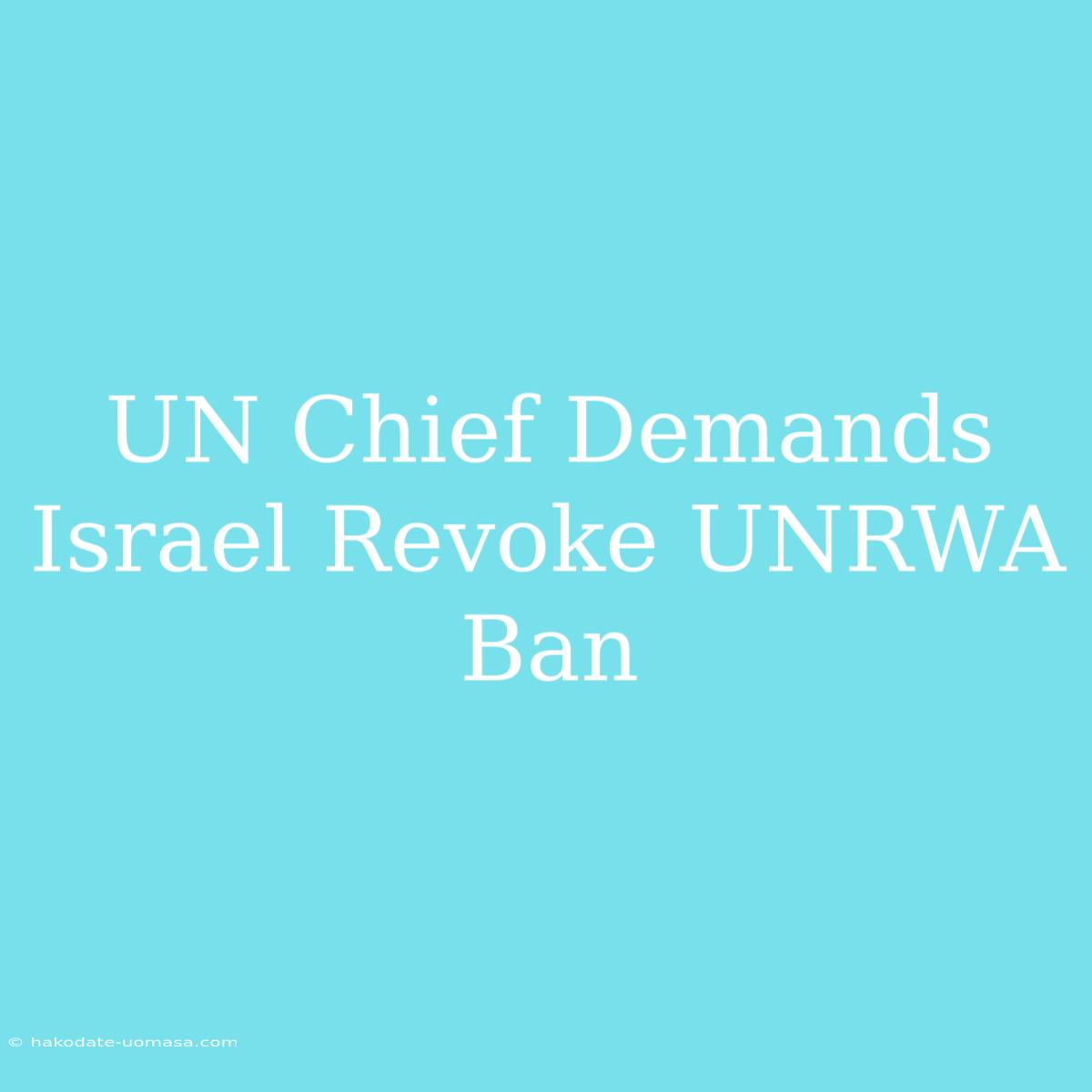 UN Chief Demands Israel Revoke UNRWA Ban