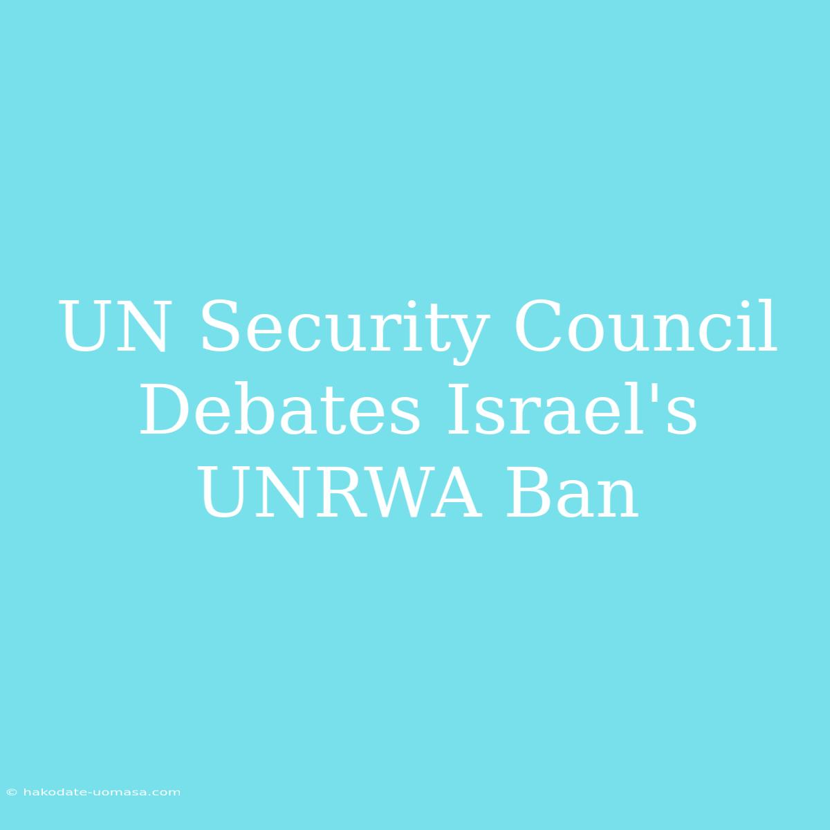 UN Security Council Debates Israel's UNRWA Ban