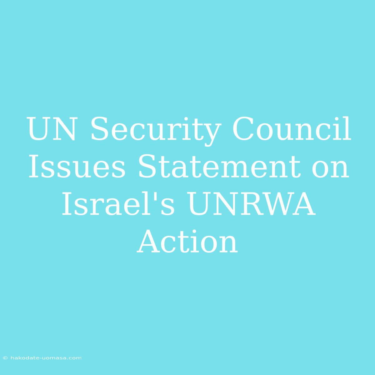 UN Security Council Issues Statement On Israel's UNRWA Action 