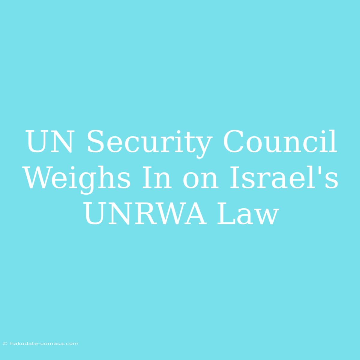 UN Security Council Weighs In On Israel's UNRWA Law